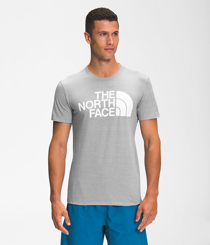 The North Face T-Shirts Short Sleeve Half Dome Tri-Blend Light Grey - Mens - Thailand CFVNS-8749